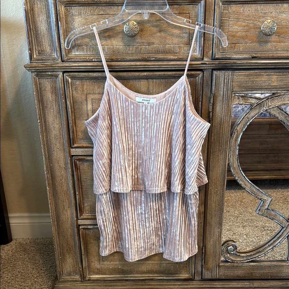 Flowy Velvet Champagne Pink Top Summer Spring Party Dinner blouse contemporary